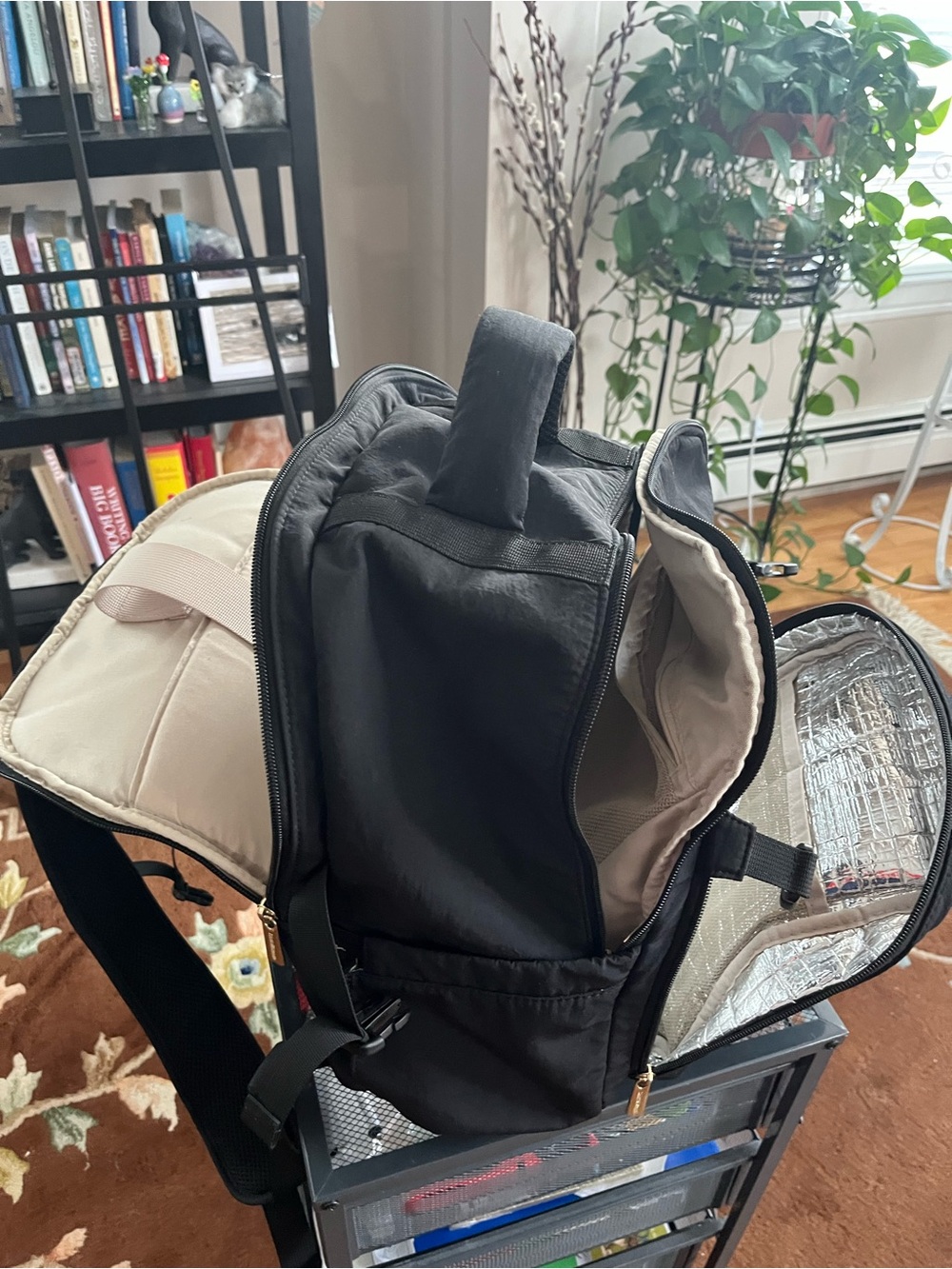 Isaac Mizrahi Black Nylon Daypack with Gold Hardware with cold lunch box - Picture 4 of 7